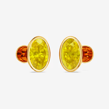 Chic Oval Stone Gold Stud Earrings