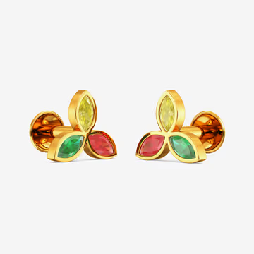 3 petal Studs Earrings Gold Earrings