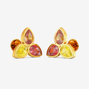 Radiant Trio Petals Gold Earrings