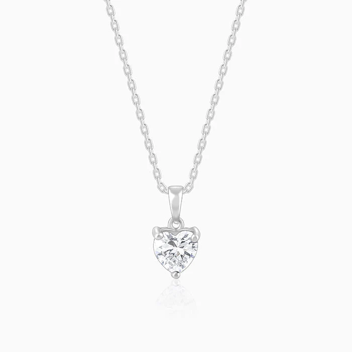 Anushka Sharma Silver Solitaire Heart Pendant with Link Chain